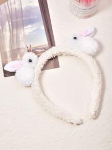 1pc Plush Teddy Bear Rabbit Ears Headband, Suitable For Daily Look, Easter Party, Holiday Gift, Valentine's Day Outfit, Back To School & Graduation Decoration