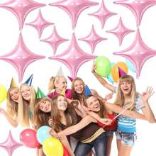 Globos con forma de estrella color rosa, 6 globos cuadrados de lámina de estrella, globos de lámina de aluminio con forma de estrella cuadrangular rosa de 26 pulgadas y 10 pulgadas, usados para decoración de fiestas de compromiso y bodas, decoración de fiestas de cumpleaños, aniversarios, despedidas de soltera, decoración de fiestas de graduación