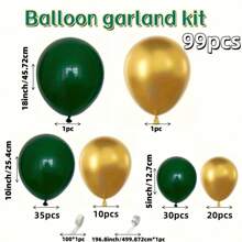 99 قطعة طقم إكليل بالونات ذهبية وخضراء زمردية - مناسب للحفلات الزفاف والأعياد والذكرى السنوية وحفلات العزاب والمزيد - ديكورات احتفالية متنوعة، مناسبة للشتاء والسنة الجديدة والأفضل للكريسماس والأفضل لعيد الشكر - أخضر داكن - مشاهدة 4