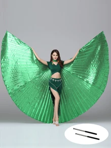 1 pieza Alas de danza del vientre de poliéster, en múltiples colores, accesorio de vestuario de danza para Pascua, Navidad, Halloween, danza del vientre oriental, alas de Isis, disfraz de hada, alas de mariposa, accesorios de actuación, alas doradas y plateadas