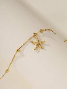 MONALLY 18K Gold Plated Sexy Cute Starfish Anklet, 1pc, Girls Birthday Gift, Stainless Steel Jewelry, Suitable For Summer Vacation Travel Beach Party (Random Quantity) - Starfish Anklet - View 3