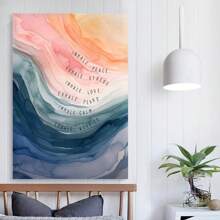 Framed Mental Health Poster Inhale Exhale Meditation Wall Art Vintage Abstract Watercolor Canvas Prints For Therapy Office Calming Corner Wall Decor