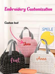 1pc Personalized Lunch Bag, Insulated Thermal Lunchbox Bag With Large Capacity, Portable Handbag Cooler Bag For Picnic, Outdoor, Travel, Kitchen, Students, Office Workers, Suitable As Gift For Family, Friends, Boyfriend/Girlfriend, Christmas, Valentine's Day, Birthday - Multicolor - View 1