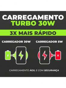 Carregador Rápido Turbo 30 w Tipo C Usb Compatível A20 A21 A30 A50 A70 A80