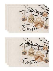 1 件/4 件/6 件复活节装饰餐垫，兔子和黑/白格子亚麻布餐垫，耐脏，适用于家庭、餐厅、餐馆、桌面装饰、家居用品