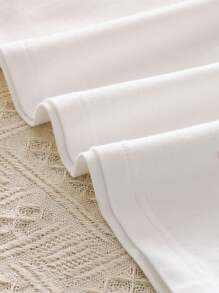 Blusa con cuello con volantes y decoración de moño elegante para niñas, parte superior casual de unicolor estilo universitario, moda de verano para niñas preadolescentes