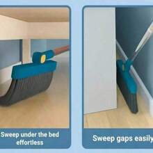 1 Set Long Handle Rotatable Broom And Dustpan Cleaning Set, Household Sweeping Brush And Dustpan Kit For Floor, Home, Kitchen, Room, Office, Cleaning Supplies, Back To School