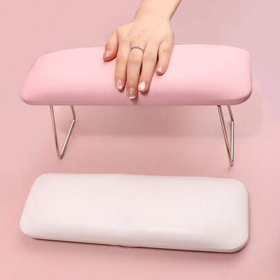 1Pc High Resilience PU Nail Hand Rest - Foldable Gel Lamp Compatible Cushion With Waterproof & Stain-Resistant Design For Manicure