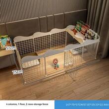 Pet Metal Fence - Spacious Indoor Dog Cage With Door, One Bedroom, One Living Room, One Bathroom, Free Space For Domestic Pets