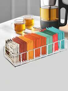 1 pièce Organisateur transparent pour sachets de thé, boîte de rangement divisée pour sachets de thé et de café de bureau, boîte à thé réutilisable en acrylique pour station de café, armoire, garde-manger, plan de travail, bureau, cuisine, boîte à cosmétiques. Retour à l'école