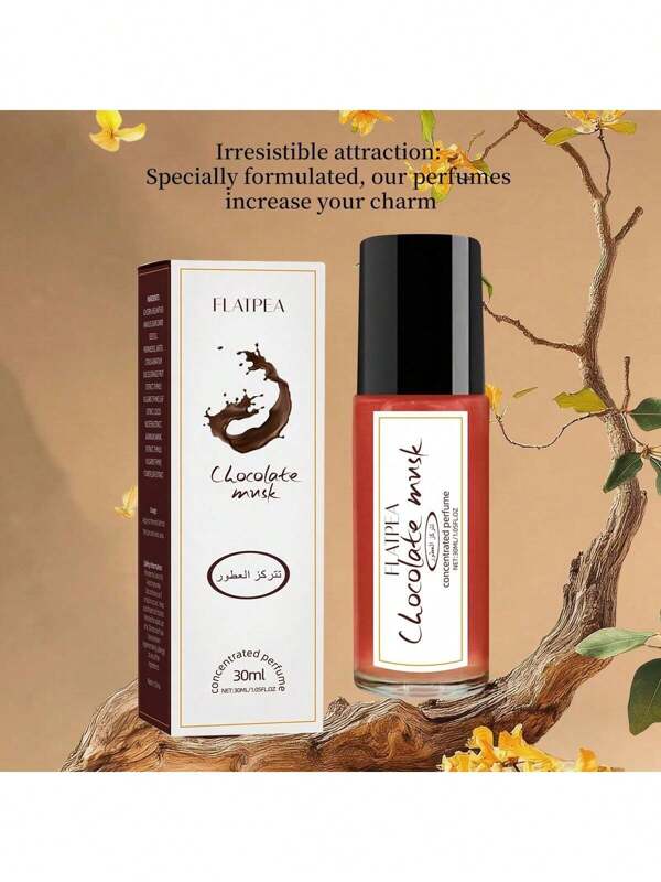 1 Bottle 30ml Vanilla Chocolate Musk Perfume Oil Roll-On, Long Lasting Fragrance