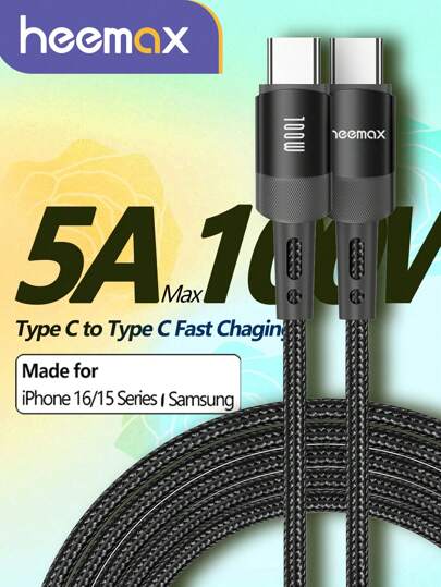 100W USB C 转 USB C 快速充电线，5A PD USB Type-C 快速充电线兼容 iPhone16 15 15 Pro/15 Pro Max Pro/Air iPad Pro Mini 6 三星 S23 S22 Z-Flip Pixel（绿色）兼容 MacBook 兼容 16、16 Pro Max、15、15 Plus、15 Pro、15 Pro Max，兼容小米，兼容 OnePlus Type C 铝合金