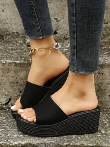 Women's Thick Sole Platform Sandals, Open Toe Strap Slide Sandals, Breathable, Comfortable For Daily, Vacation, Beach Wear