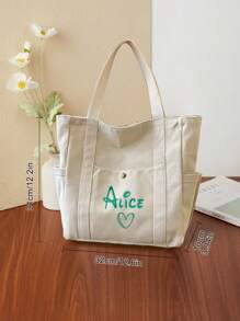 LICVIC 1/2 piezas de latas bordadas personalizadas, bolso de mano personalizado, bolsa de hombro personalizable de gran capacidad, mochila personalizada para mujeres, para el trabajo, viajes, colegas, estudiantes, libros, portátil, multifuncional, versátil, ligero, práctica, 32x31x10cm, negro/blanco, útiles escolares, vuelta al colegio, regalo escolar, oficina, escuela, dormitorio, universidad, aula, adolescentes, universitarios, secundaria, preparatoria, primer año, segundo año - Multicolor - Ver 3