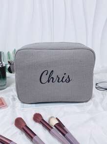 1pc Custom Embroidery Large Capacity Multifunctional Portable Travel Storage Bag Cosmetic Bag Toiletry Organizer Storage Pouch Suitable For Women College Students Outdoor Travel Vacation Home Storage School Dormitory Bathroom Must-Have Exclusive Customized Gift