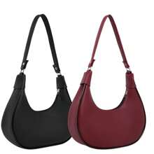 Kit Of 2 Half-Moon Bags With Shoulder And Hand Straps - Burgundy - View 1