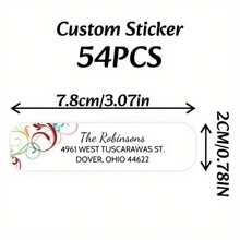 Custom 54/108pcs Vibrant Elegant Rotating Patterns Return Address Label Sticker, Personalized Family Name Decal, For Home, Office, Business Use, Envelope Wedding Mail Tag
