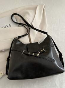 Fashionable Solid Color Strap Design Decoration Large Capacity Women's Bag, Versatile And Simple Crescent Shaped Multi-Purpose Shoulder Bag, Suitable For Shopping, Wallets, Shopping, Young Women, College Students, Newcomers, White-Collar Workers. They Are Very Suitable For Offices, Universities, Work, Business, Commuting, Outdoor Activities, Travel, And Outings