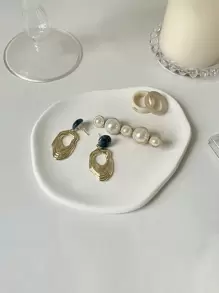 1pc Nordic Style Simple And Lrregular Storage Tray, Plaster Tray Jewelry Ornaments Photo Decoration Props Photography Objects Home