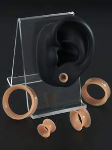 Pair Skin Thin Soft Flexible Ear Tunnels Double Flare Ear Plugs Flesh Tunnel Ear Gauge Expander Stretcher Earlets Earrings - As Shown - View 18