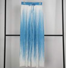 Pantalones de pierna ancha y cintura alta - Azul y blanco - Ver 3
