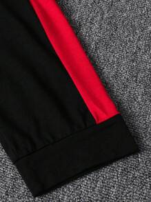 Tween Boy 2pcs Summer Contrast Color Letter "KING" Print Round Neck Short Sleeve Top And Full Length Pants Sports Casual Set, For 7-11 Years Old, PE, Student