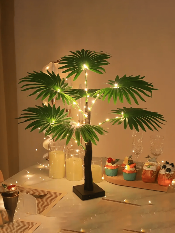 1 pezzo Lampada decorativa a forma di palma LED moderna, luce da scrivania alimentata tramite USB con interruttore on/off, albero scintillante in plastica per vari tipi di ambienti, illuminazione per feste e vacanze, senza batterie richieste