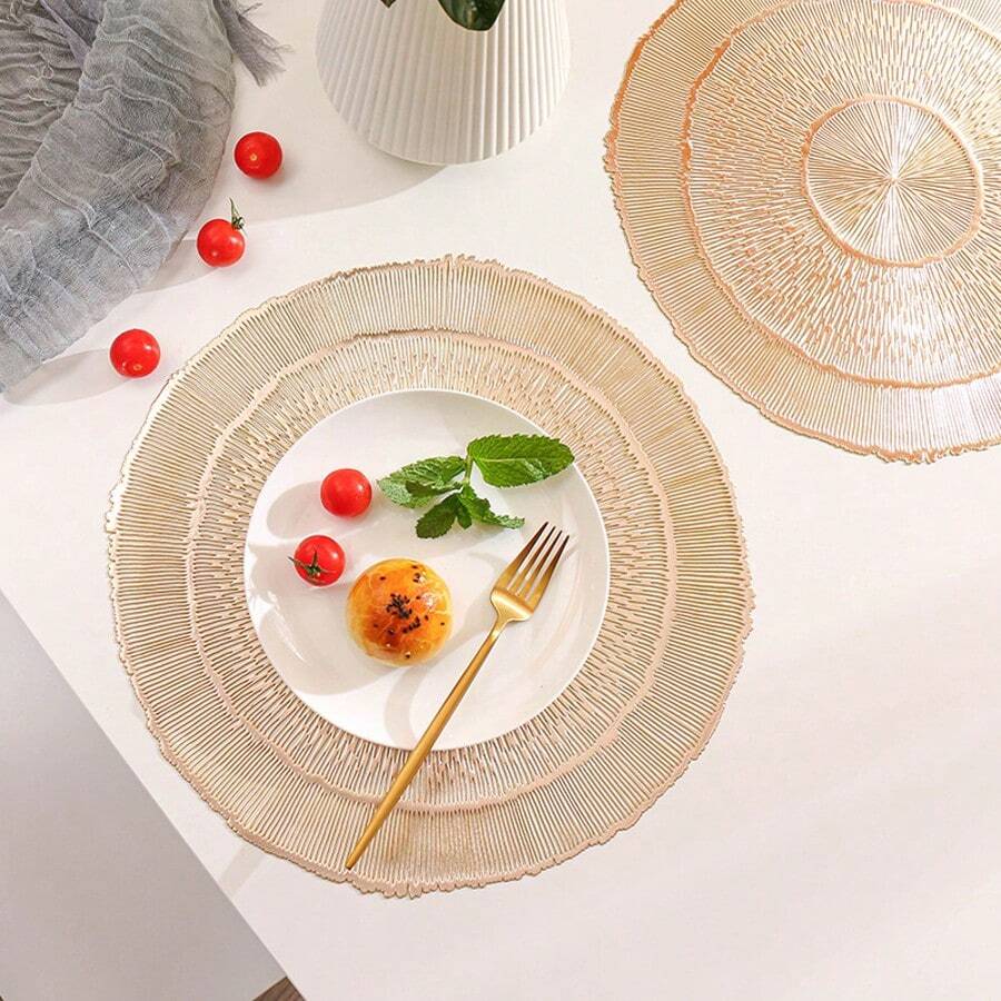 1 pièce/4 pièces/6 pièces Sets de table décoratifs en PVC résistant à la chaleur et antidérapants en forme de méduse avec feuille d'or ajourée, pour hôtels, restaurants, fêtes, mariages et vacances