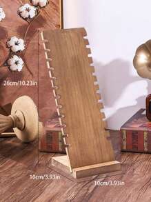 1 pieza/2 piezas Organizador de collares de bambú creativo, soporte de exhibición de joyería de moda de vuelta a clases - color nogal - Ver 16