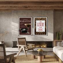 1/3 件奢华时尚杂志封面墙面艺术画豹纹帆布画浓咖啡马提尼海报少女美学装饰卧室、客厅或宿舍墙壁装饰礼物无框 - 彩色 - 查看 5