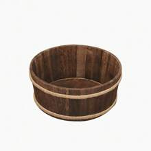 Photography Prop, Wooden Bucket Basket Suitable For Photography,Shooting Background Nest,Solid Wood Material With A Vintage Wood Color,Diameter 35cm / 13.78inch, Height 16cm / 6.30inch, Paired With A Basket Filler Stuffer For Use. Baby Shower Easter Gift Sthings For Girls/Boys