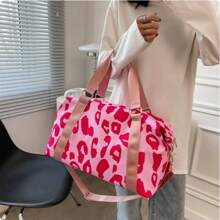 1pc Large Capacity Cow Pattern Oxford Cloth Handbag,Women's Waterproof Tote Shoulder Bag With Wet & Dry Separation, Travel Bag