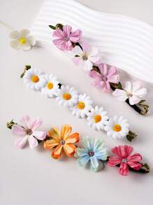 3 stuks/set meisjes bloemen hoofdbanden, elastische haaraccessoires, schattig lief minimalistisch ontwerp, geschikt voor meisjes op vakantie, feest en dagelijks gebruik, lente/zomer