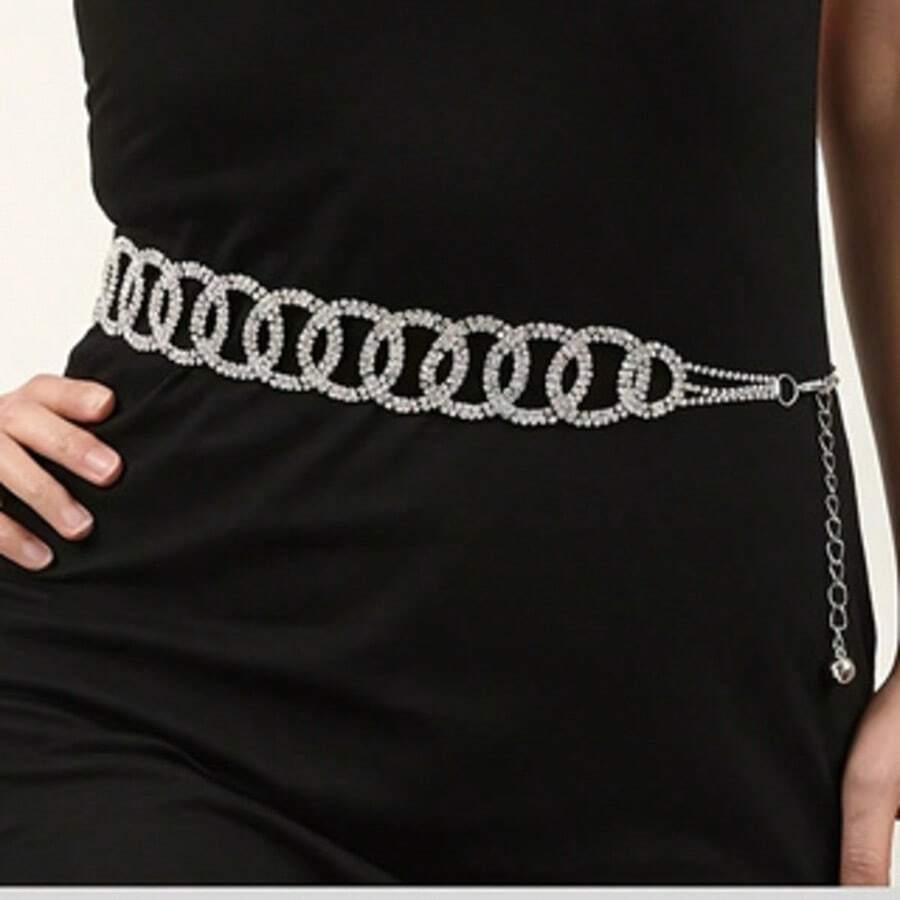 New Minimalist Metal Woven Round Long Waist Chain - Silver - View 1