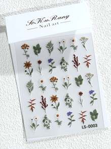 5D Plant Embossed Nail Art Stickers, 3D DIY Nail Decoration, Scrapbooking Stickers For Women