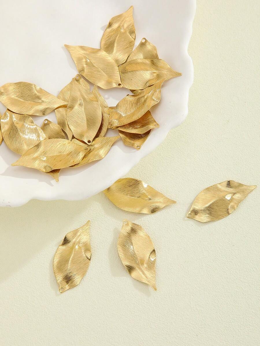21pcs Fashionable High-End Textured Leaf Single Hole Earring Findings - Brass - View 1