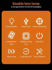 2 件/套 H4 LED 汽车前灯，7000LM 12V 汽车前灯灯泡，通用适用于汽车和摩托车 - H4 - 查看 6