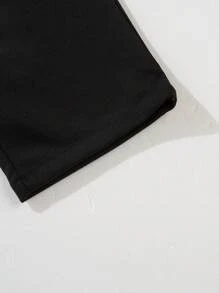 男士简约黑色抽绳腰休闲裤 - 黑色 - 查看 11