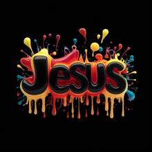 1pc Vibrant 3D Jesus Splatter Paint Iron-On Transfer Sticker - Colorful, Eye-Catching DIY Heat Transfer Decal Suitable For T-Shirts, Jackets, Backpacks And Pillowcases - Multicolor - View 2