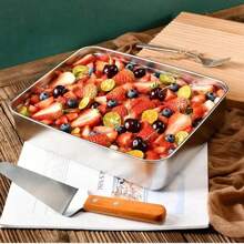 不锈钢提拉米苏托盘、长方形盘子、蛋糕和甜点盛放容器 - 銀色 - 查看 3