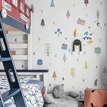 1 pieza Adhesivo de pared con estampado de girasol y animales del bosque, nuevo decoración de fondo para sala de estar/dormitorio/estudio, papel tapiz autoadhesivo decorativo para decoración del hogar, decoración de pared, baño, dormitorio, sala de estar, decoración de la casa