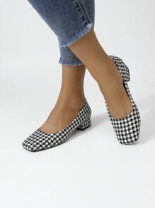 Plus Size Damskie Mokasyny Z Kwadratowym Noskiem, Czarne, Grube Obcasy, Wsuwane, Profesjonalne Buty Robocze, Wygodne Miękkie Podeszwy, Odpowiednie Na Wszystkie Pory Roku