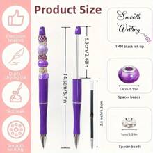 10 Set Of  Water Drill Large Hole Bead Beadable Ballpoint Pens - Vibrant DIY Craft Kit With Acrylic & Rhinestone Accents, Perfect For Office, School Supplies, Party Favors, And Creative Writing - Rhinestone Pen Set - View 7
