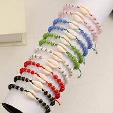 12 件/套海洋风格贝壳珠编织手链 - 海洋風格貝殼多面珠編織手鍊12件套 - 查看 8