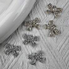 50 件套水钻蝴蝶结树脂装饰 DIY 工艺配件，适用于发夹、手机壳、鞋子装饰 - 銀色 - 查看 3
