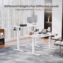DEVOKO 160/120/140cm Electric Height-Adjustable Desk, Hegith Adjustable Ergonomic Desktop, Monitor Arm Included, Standing Desk, Memory Function Desk - 白色 - 查看 3