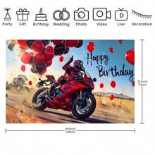 1pc Motorcycle Rider Birthday Party Backdrop Banner For Party Backdrop Wall Decoration, Celebration And Birthday Anniversary Decoration, Indoor And Outdoor Use - Multicolor - View 8
