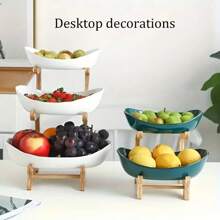 2/3 Ripiani portafrutti, piatto portasalumi, piastre decorative - Set di ciotole di plastica per la frutta per cucina e ristorante - Vassoi porta pietanze a più piani per frutta, spuntino e dessert - Regalo di Natale