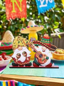 1pc 2D Flat Decoration, May 5th Party Decor, Mexican Wooden Tabletop Center Piece, Party Decoration Gift, Birthday Graduation Ceremony - Multicolor - View 2