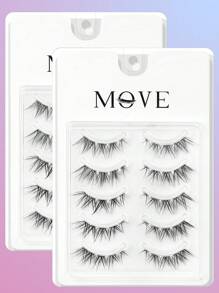 Fengxiu 5 Pairs Natural Fox Style False Eyelashes, Mix Length 3-5-9mm D Curl Thin Volume Eyelashes For Natural & Fluffy Cat-Eye Look, Easy To Apply And Suitable For Any Occasion And Face Shape, Natural Look Cross False Eyelashes, Cat Eye Lashes Wispy Fluffy Cute Curl Lashes, For Daily Dating Party Makeup